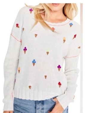 Lisa Todd ‘what’s the scoop?’ Women’s Ice Cream Cone Embroidered Sweater